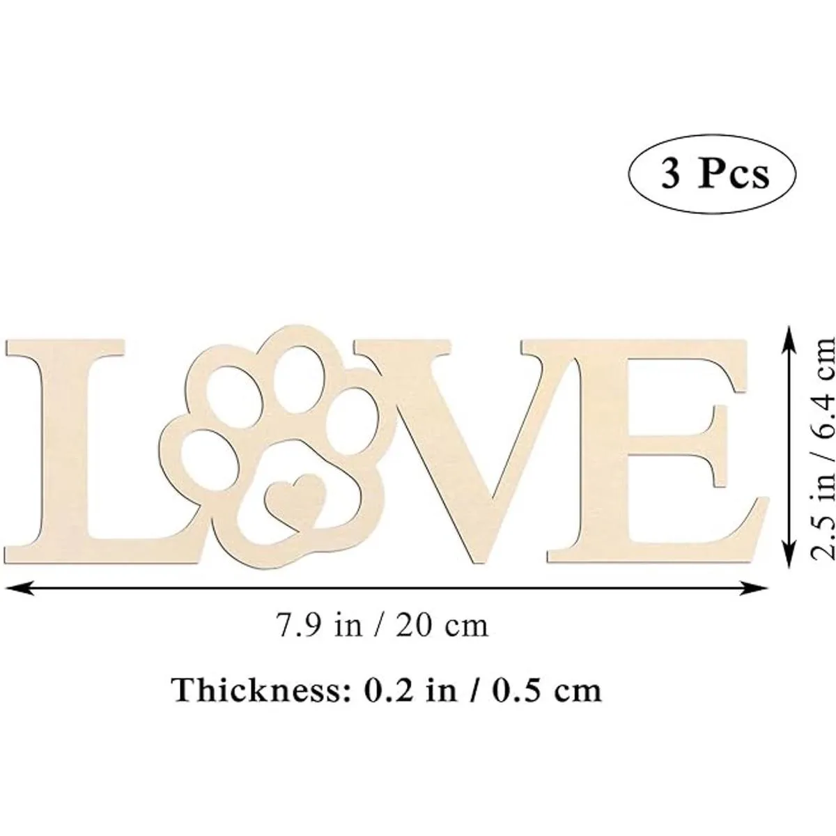 Placa de madera de pata de amor 3 piezas placa de madera_2