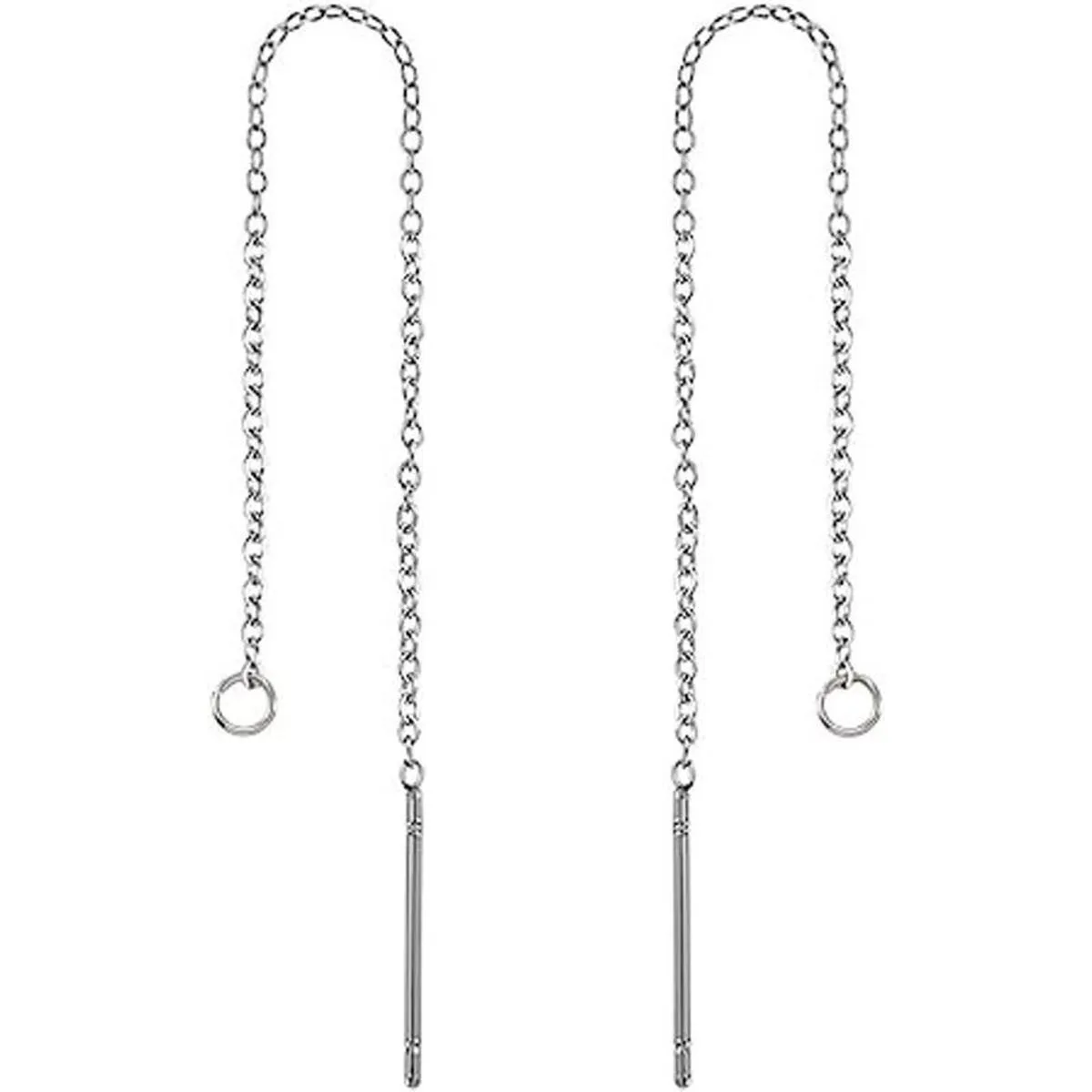 Kissitty Pendientes largos de hilo para orejas Acero_1