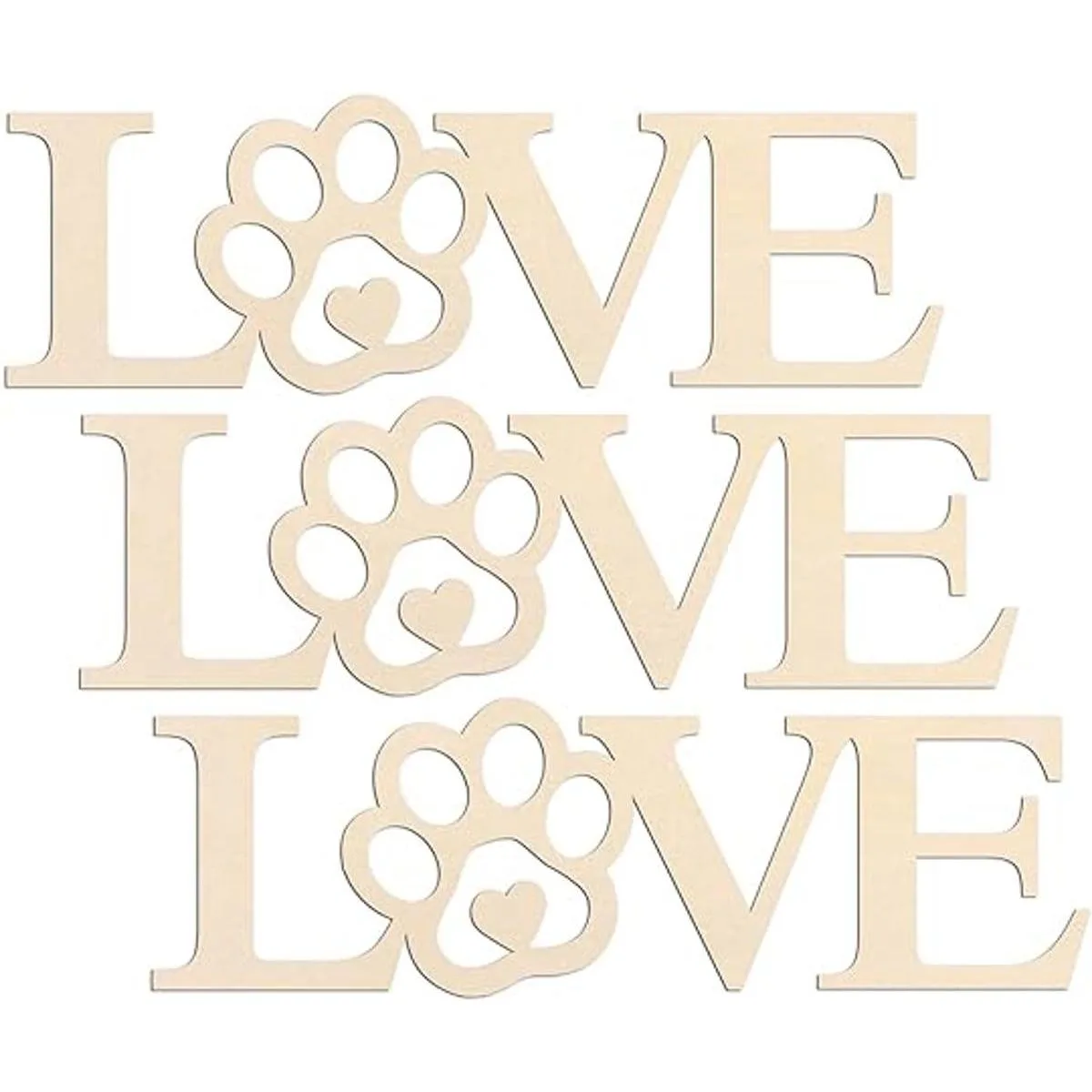 Placa de madera de pata de amor 3 piezas placa de madera_1