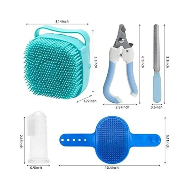Kit de 6 piezas de aseo para mascotas cepillo de baño_6