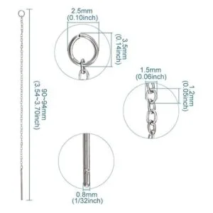 Kissitty Pendientes largos de hilo para orejas Acero_6