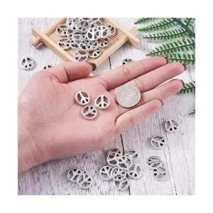 KISSITTY 50 cuentas espaciadoras de plata envejecida de_4