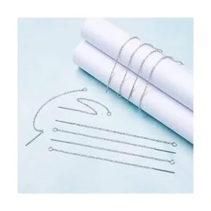 Kissitty Pendientes largos de hilo para orejas Acero_3