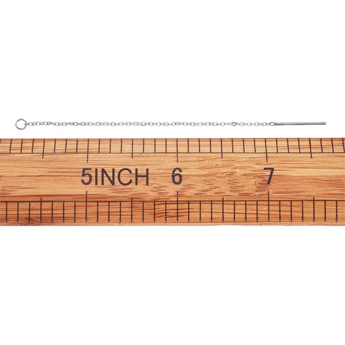 Kissitty Pendientes largos de hilo para orejas Acero_5