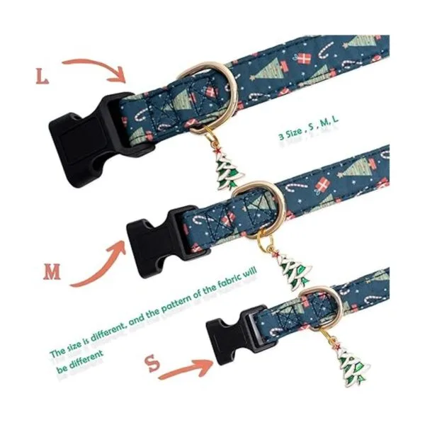 Collar de perro de Navidad de algodón con corbata de lazo_4