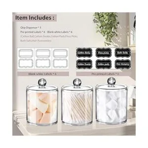 Paquete de 3 tarros de boticario Qtip para baño con_3