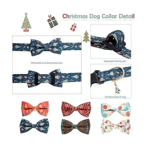 Collar de perro de Navidad de algodón con corbata de lazo_5