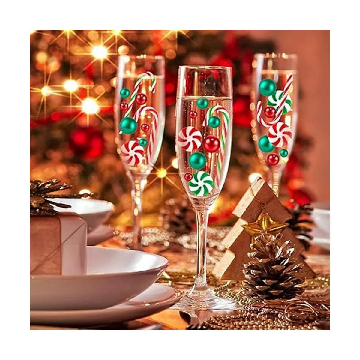 HTZNHXT 120 piezas de relleno de jarrón de Navidad_4