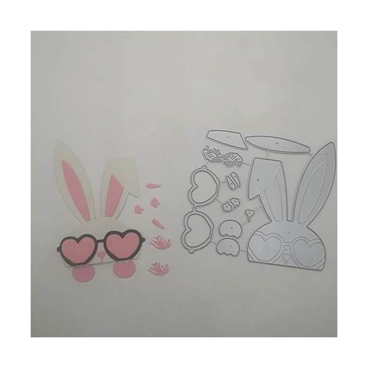 Gafas Conejo Metal Die Cuts Hierba Pascua Conejo Bowtie_4