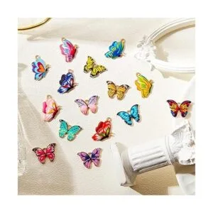 48 dijes de aleación de esmalte con estampado de mariposa_3