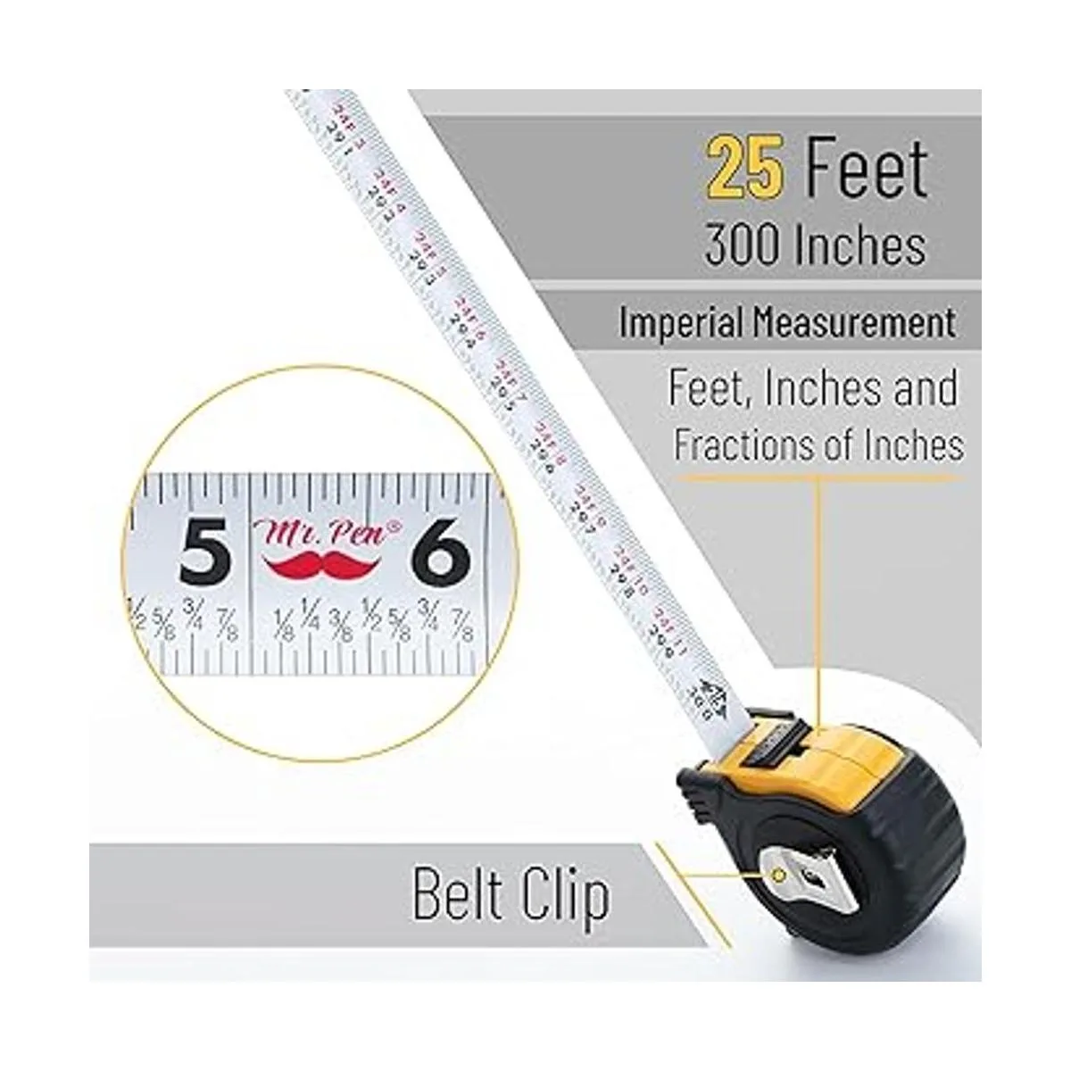 Mr. Pen Cinta métrica 25 pies cinta métrica de acero_3
