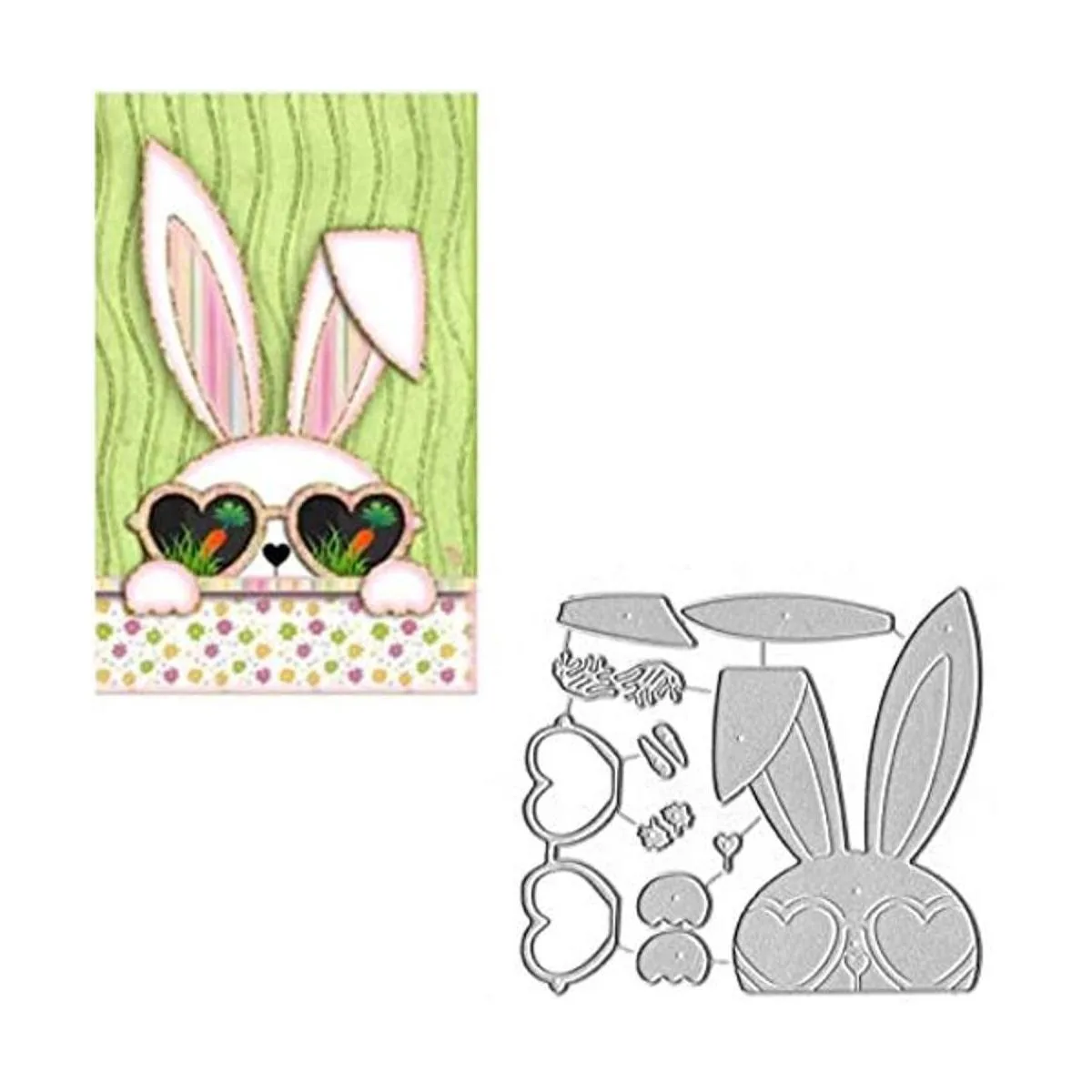 Gafas Conejo Metal Die Cuts Hierba Pascua Conejo Bowtie_1