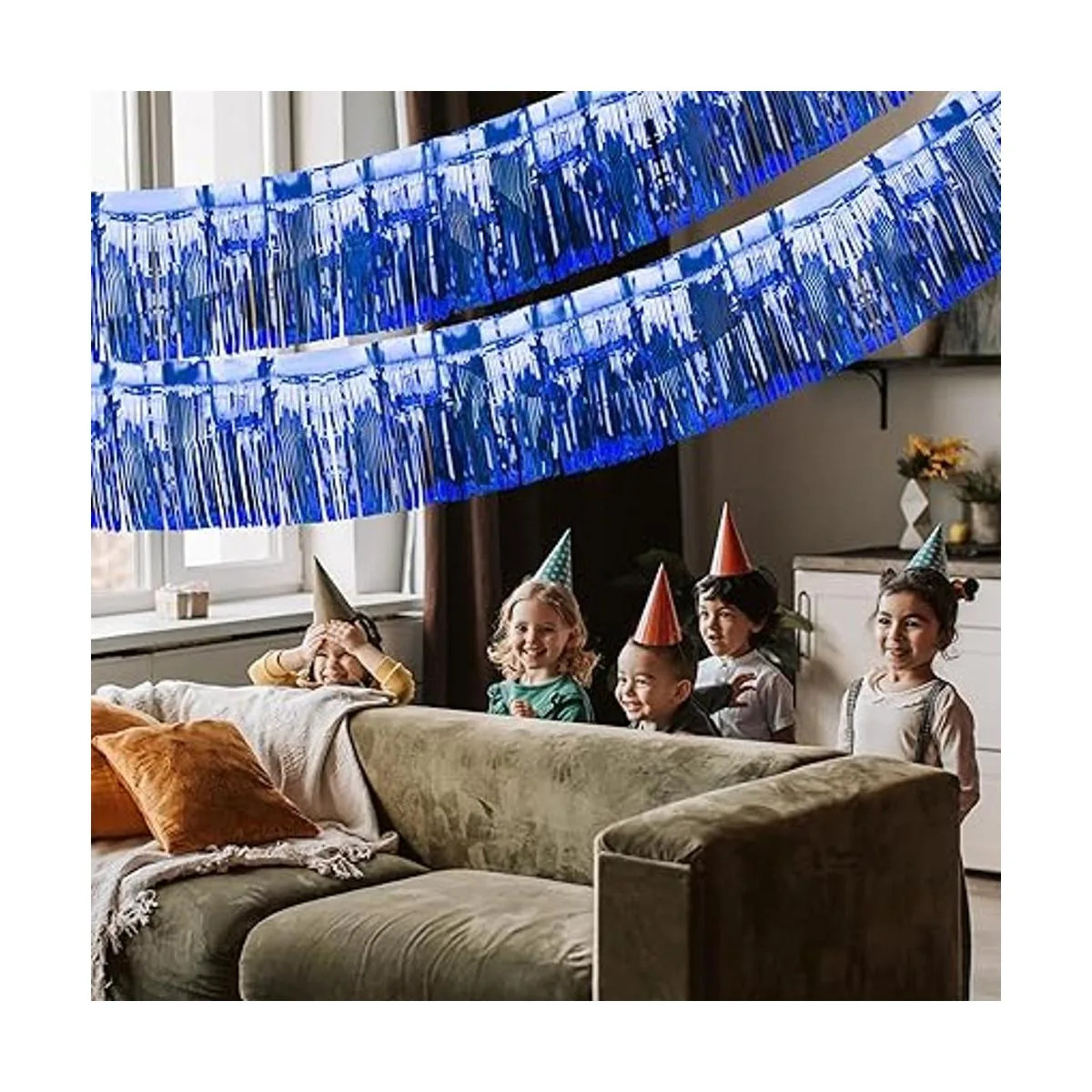 2 Pack Iridescent Fringe Float Curtain Metallic Foil_2