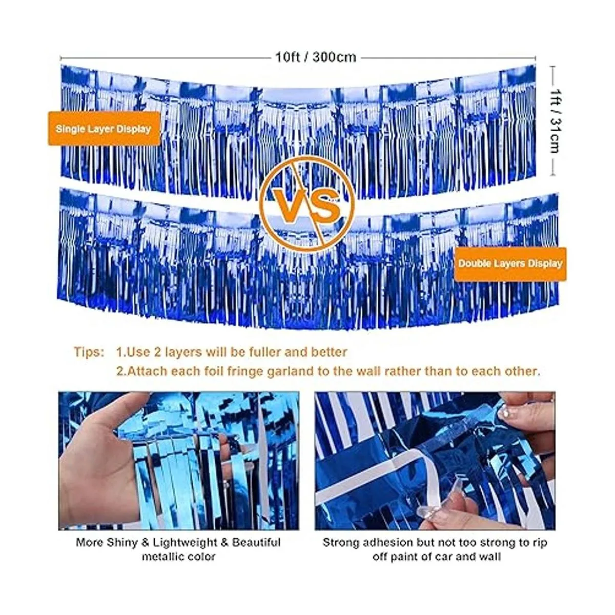 2 Pack Iridescent Fringe Float Curtain Metallic Foil_3