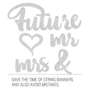 Future Mr Mrs Banner Letrero plateado con purpurina_4