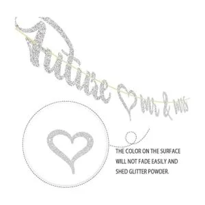 Future Mr Mrs Banner Letrero plateado con purpurina_3