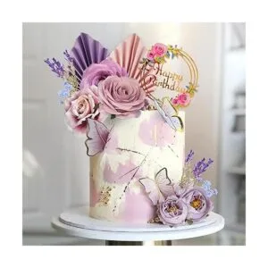 17 piezas de adornos de pastel de flores decoraciones de_3