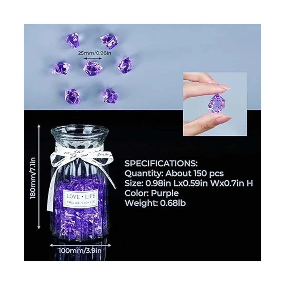 Babenest Piedras de hielo trituradas acrílicas 150 piezas_4