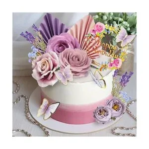 17 piezas de adornos de pastel de flores decoraciones de_5