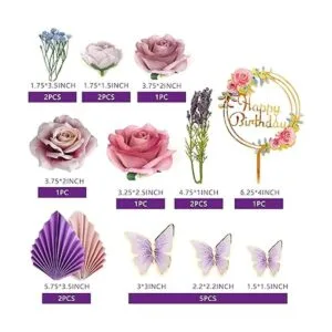 17 piezas de adornos de pastel de flores decoraciones de_2