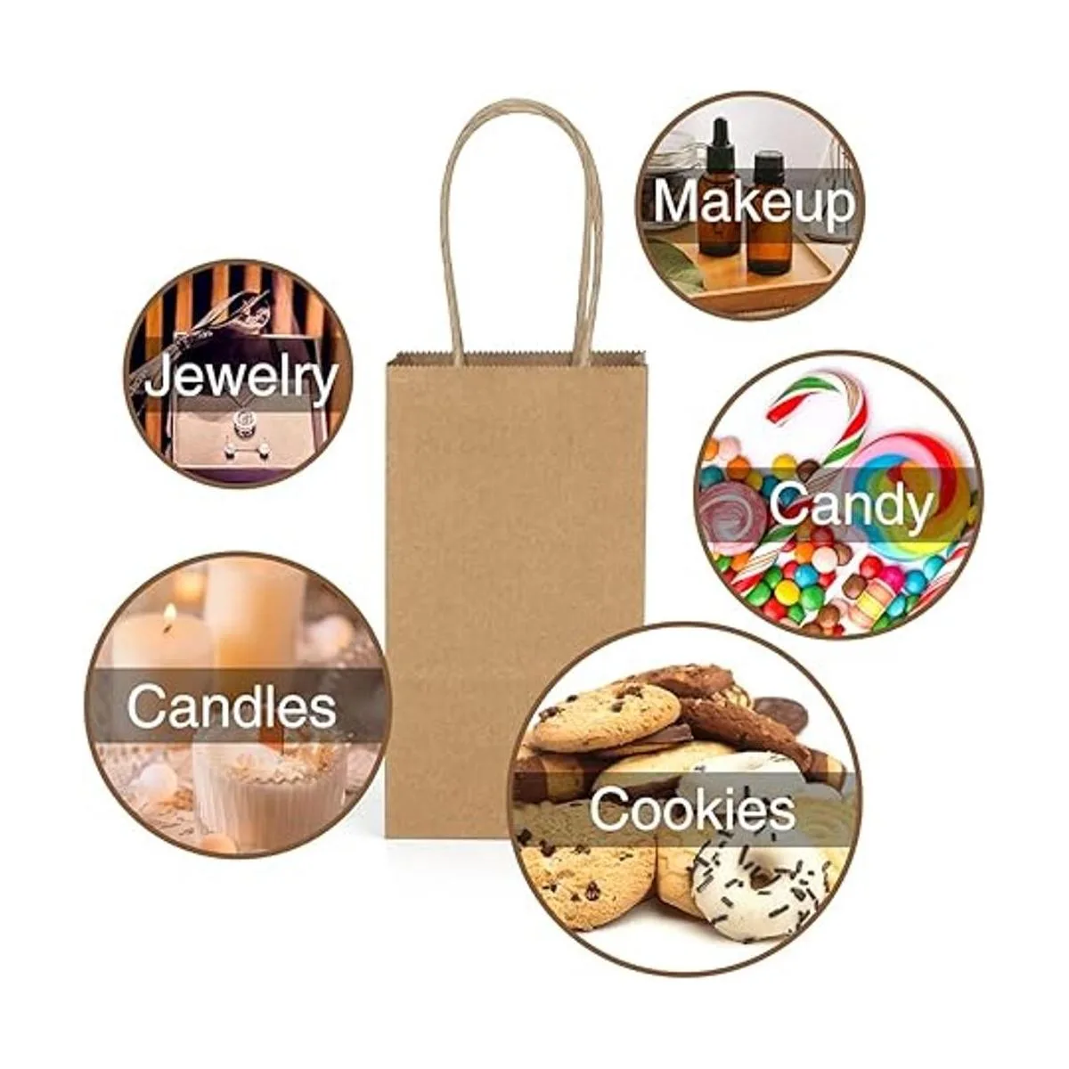 Poever Pequeñas bolsas de papel kraft paquete de 25 mini_4