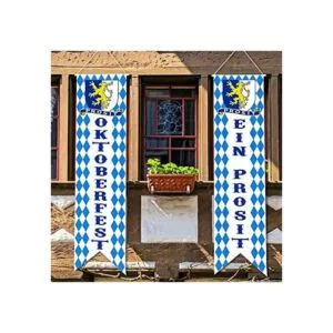 Oktoberfest Letrero de bienvenida con bandera de cuadros_1