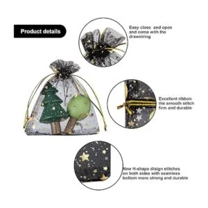 100 bolsas de organza con estampado de estrellas y luna de_6