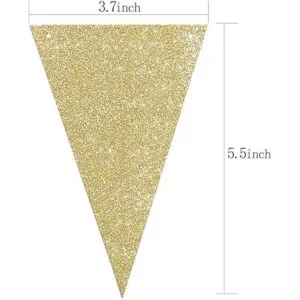 Cartel triangular verde dorado para decoración de fiesta_2