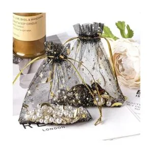 100 bolsas de organza con estampado de estrellas y luna de_5
