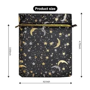 100 bolsas de organza con estampado de estrellas y luna de_2