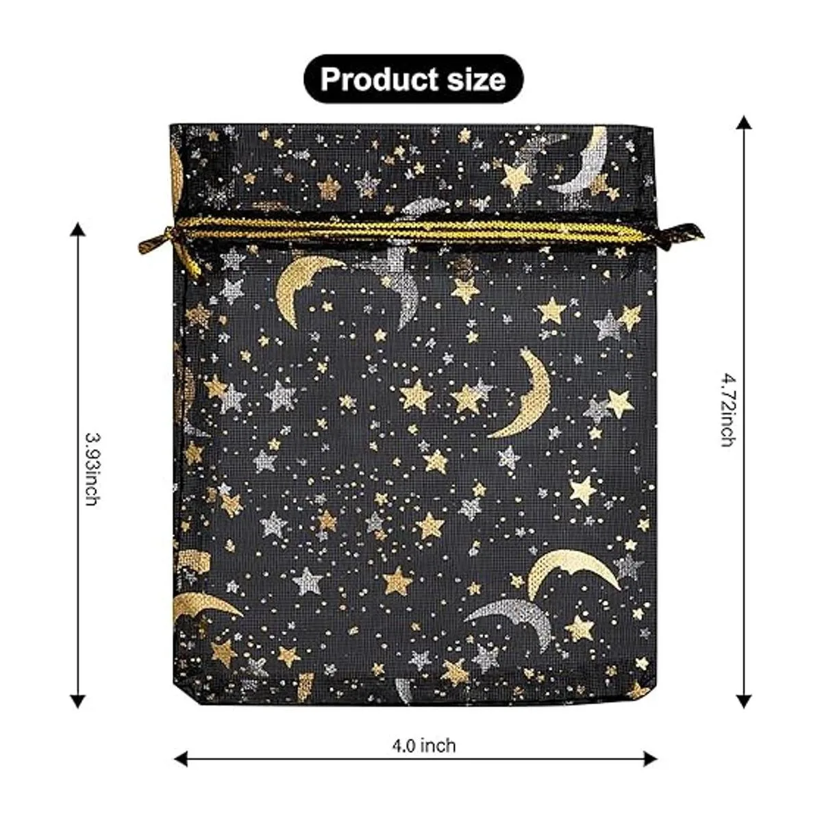 100 bolsas de organza con estampado de estrellas y luna de_2