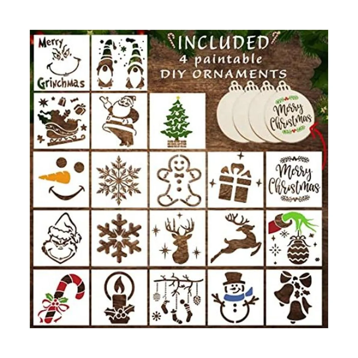 20 plantillas de Navidad pequeñas para pintar sobre madera_1