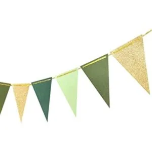 Cartel triangular verde dorado para decoración de fiesta_1