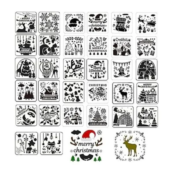 BOSOIRSOU 32 plantillas de pintura de Navidad de plástico_1