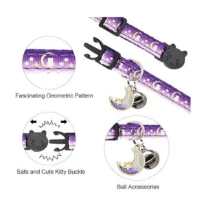 Giecooh 2 Pack Breakaway Cat Collar with BellsAdjustable_3