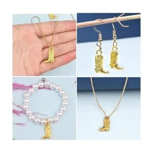 50 colgantes colgantes de aleación estilo vaquero dorado_5