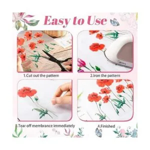 12 hojas de calcomanías para planchar con flores_3