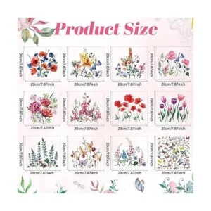 12 hojas de calcomanías para planchar con flores_2