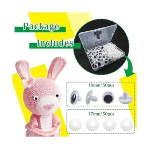 TOAOB 50 piezas de ojos de seguridad de plástico negro_4