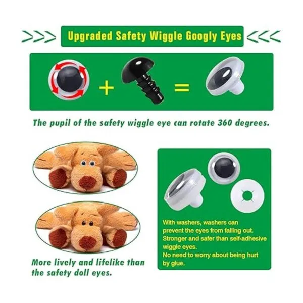 TOAOB 50 piezas de ojos de seguridad de plástico negro_7