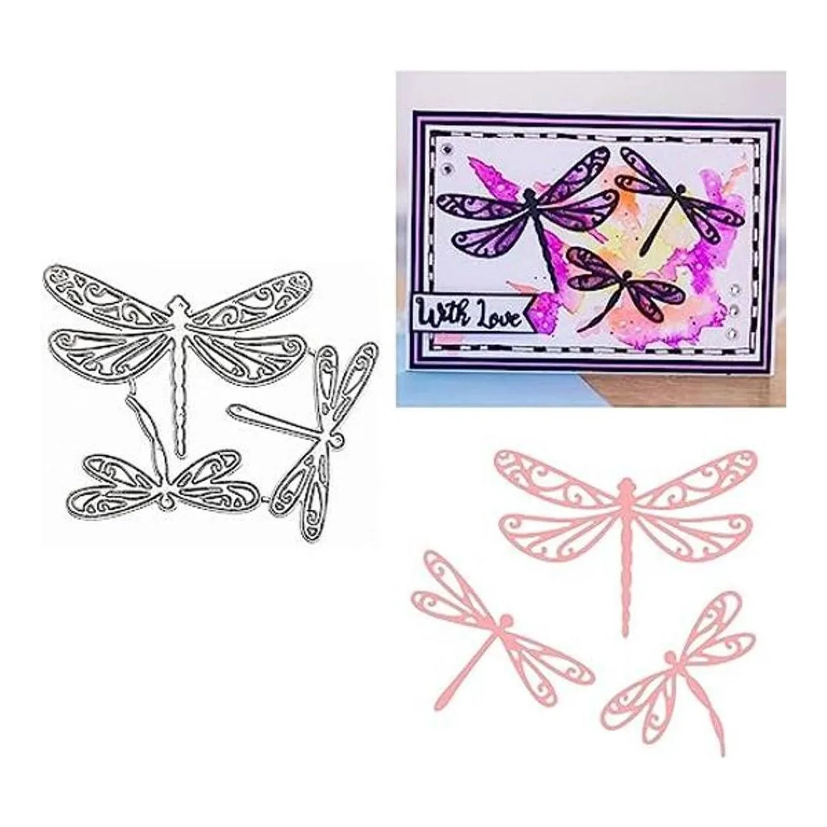 Juego de 3 piezas de hermoso marco de libélulas_1