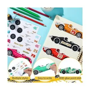 36 hojas de calcomanías de auto de carreras para niños_3