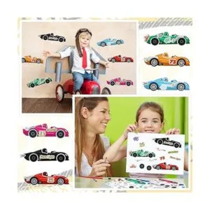 36 hojas de calcomanías de auto de carreras para niños_6