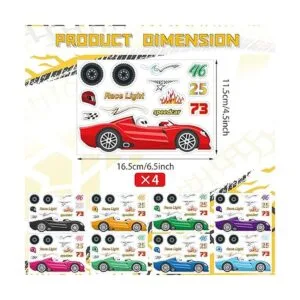 36 hojas de calcomanías de auto de carreras para niños_2