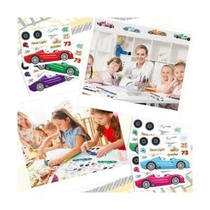 36 hojas de calcomanías de auto de carreras para niños_5