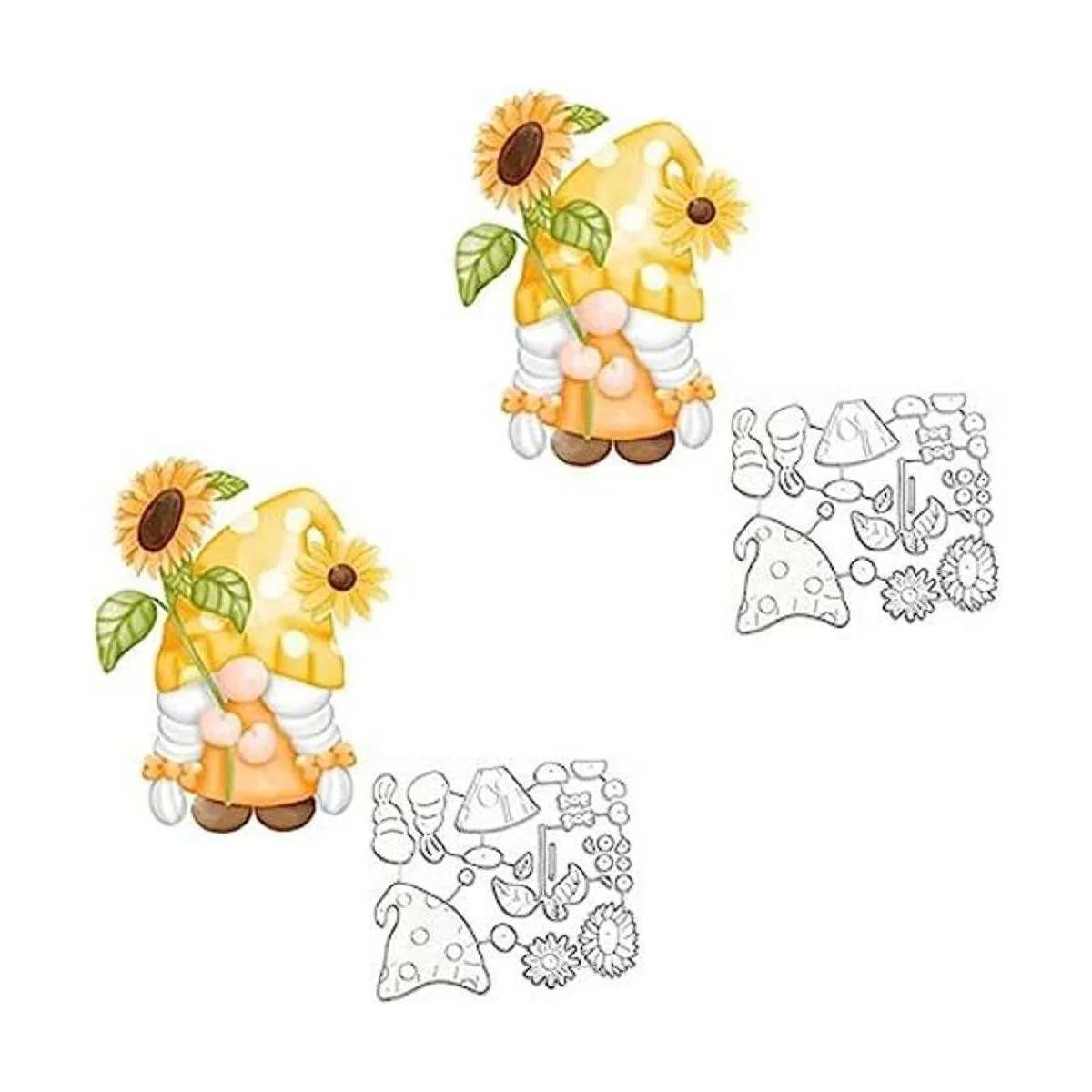 Troqueles de metal con marco de gnomo de girasol lindas_1