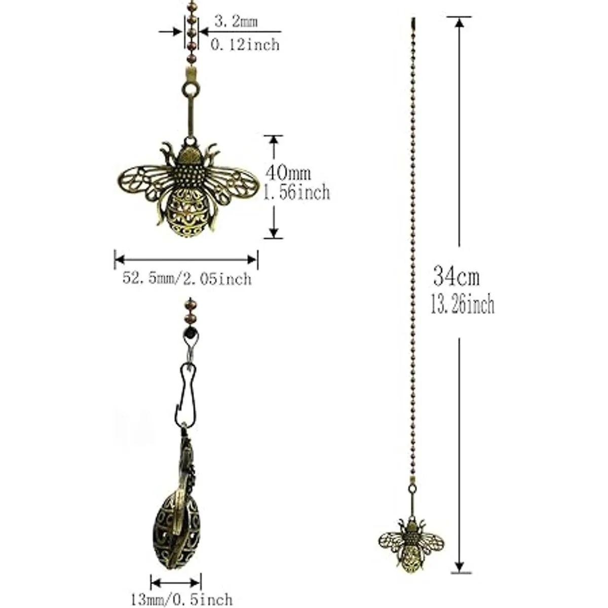 Hyamass 2 colgantes de abejas de techo vintage de 12.0 in_2