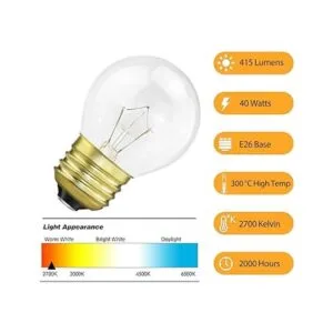 Bombilla de horno de 40 W G45 transparente alta_3
