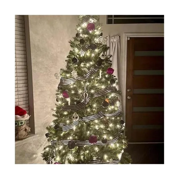 Cinta de Navidad para árbol cinta de rayas blancas y_6