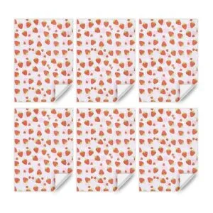 Papel de regalo de fresas para niñas y niños 6 hojas_4